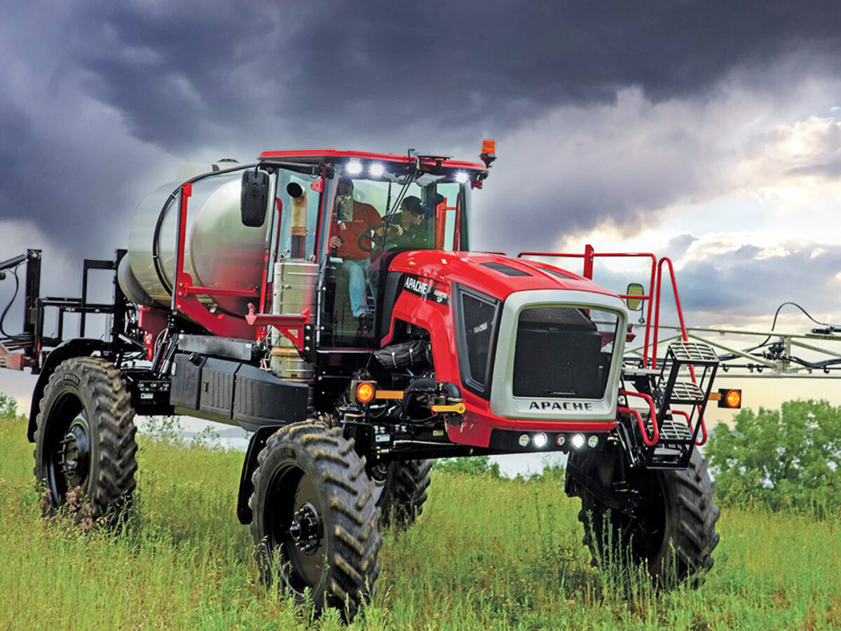 AS1250 apache sprayer being used driving through field