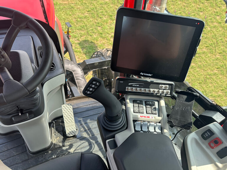 close up of precision ag option in apache sprayer